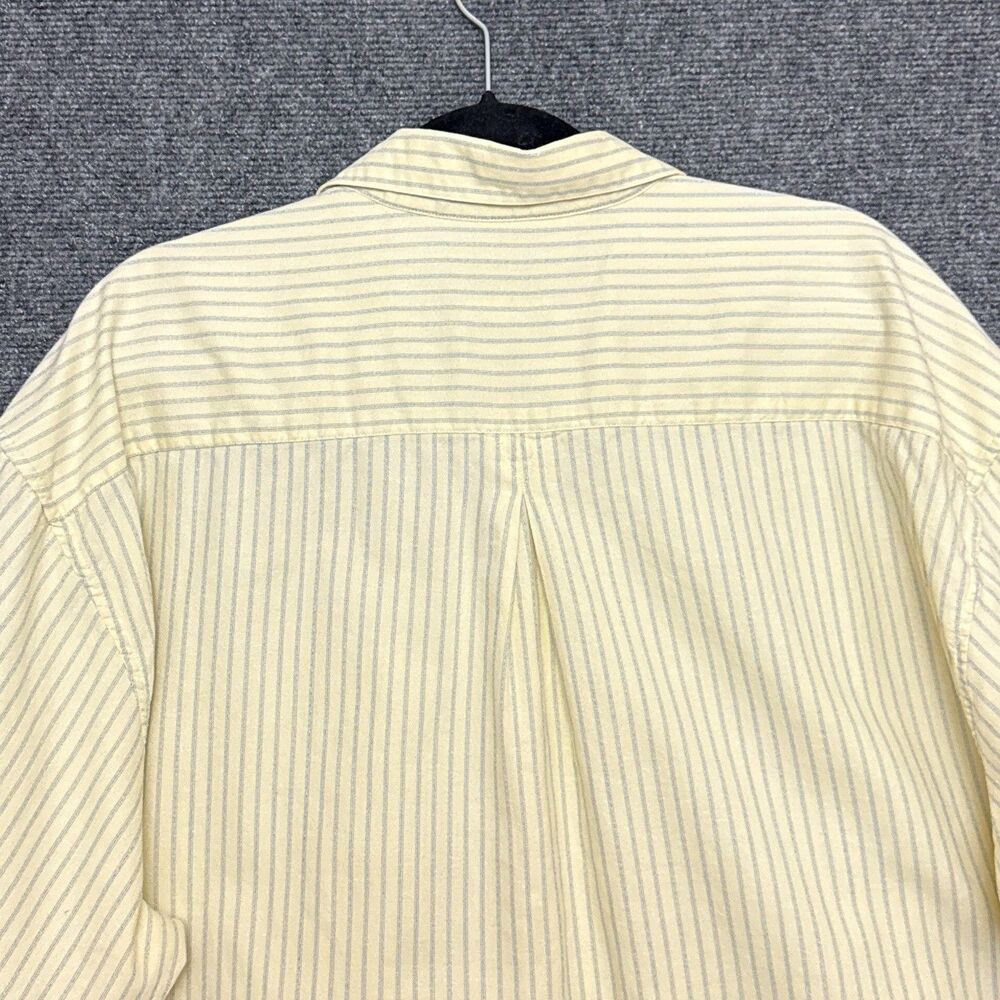 Jack Lipson Mens Short Sleeve Shirt XL Butter Yellow Blue Stripe Cotton Preppy - Picture 4 of 7